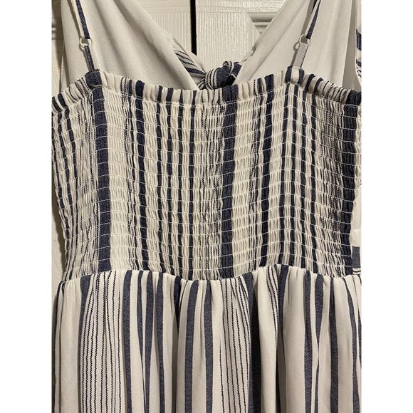 Japna size small blue white jumpsuit romper s smocked boho new sleeveless - Picture 9 of 10